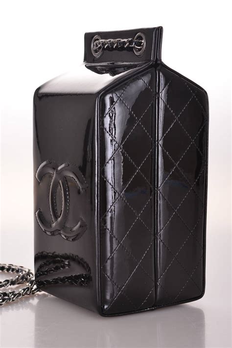 chanel milk bag|CHANEL Patent Milk Carton Bag Black 71758.